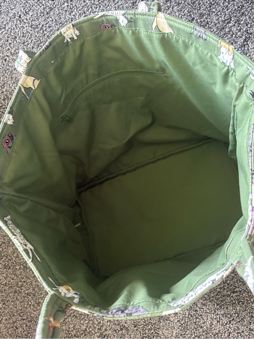 Vera Bradley Olive Green Quilted Dog Park Print Tote - Picture 2 of 14